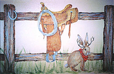 Panel 2 with saddle and jackalope