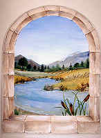 Window with Creek in background